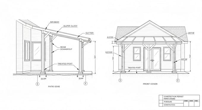 Stamped engineering drawings and a City of Round Rock building permit for a patio cover