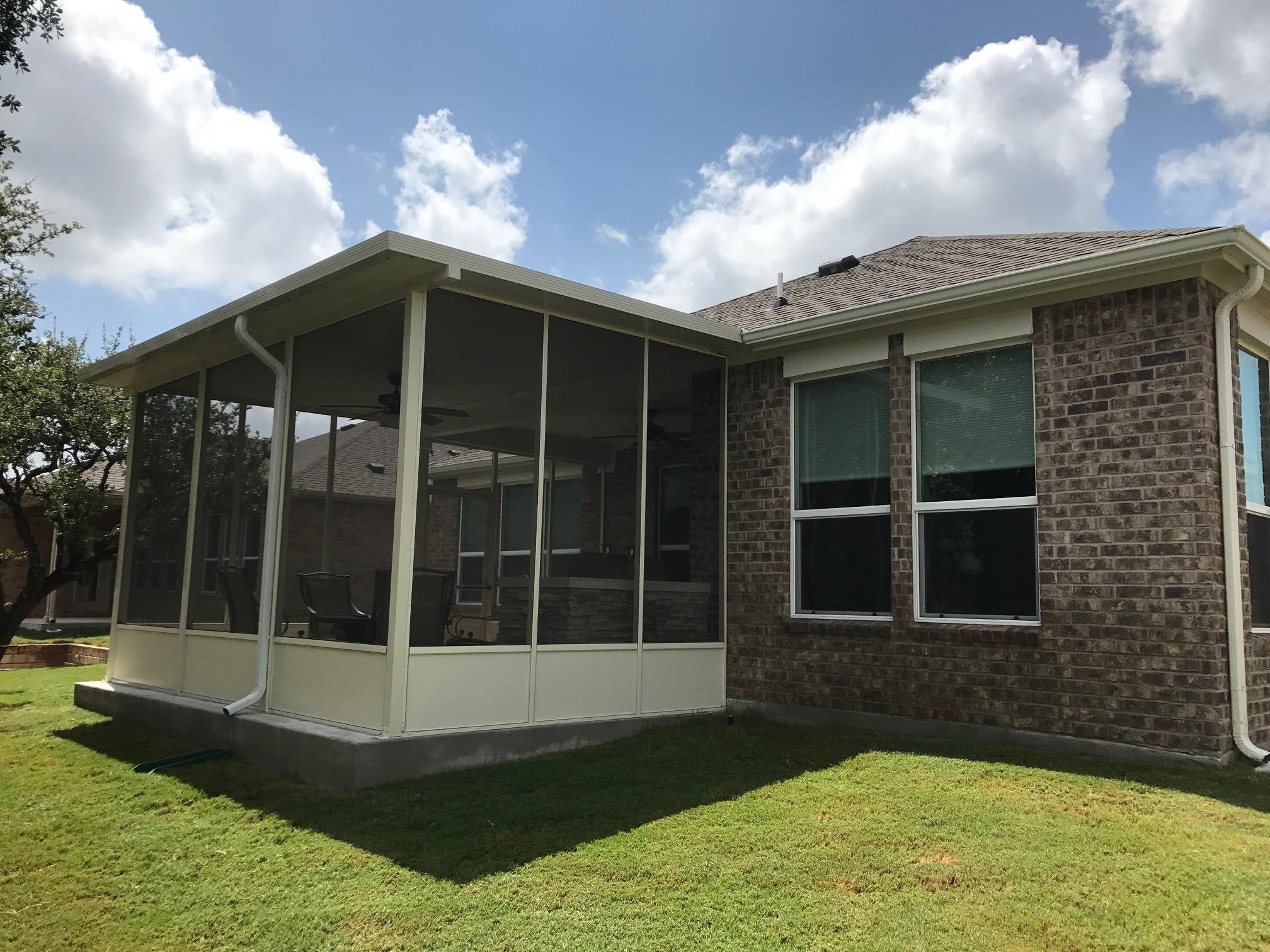 Screen room on a new aluminum cover, Falcon Pointe, Pflugerville